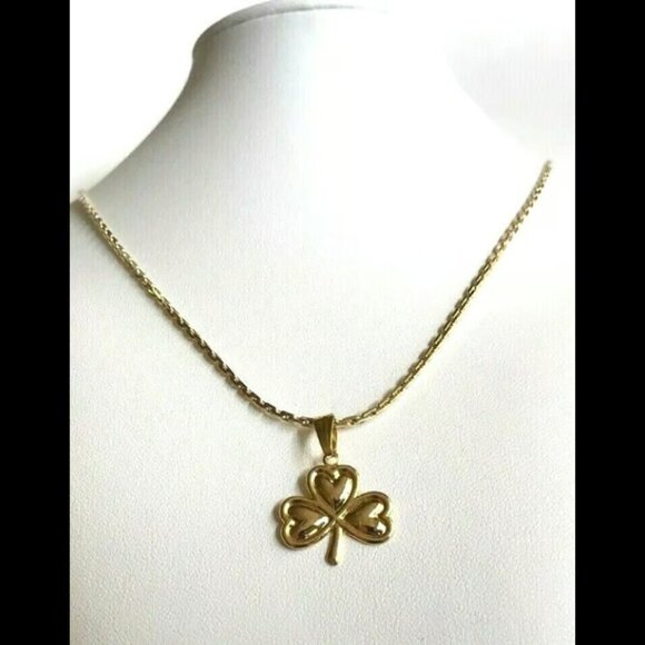 Irish Shamrock Necklace 24" X-Long Celtic St Patricks Day Gold Plated Pendant - Picture 3 of 8